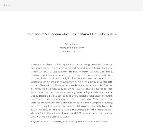 Screenshot of the white paper abstract